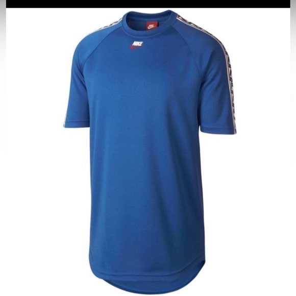 Nike Sportswear® Loose Fit Raglan Sleeve Drop Taped Tee in Blue Size Medium - Picture 1 of 7